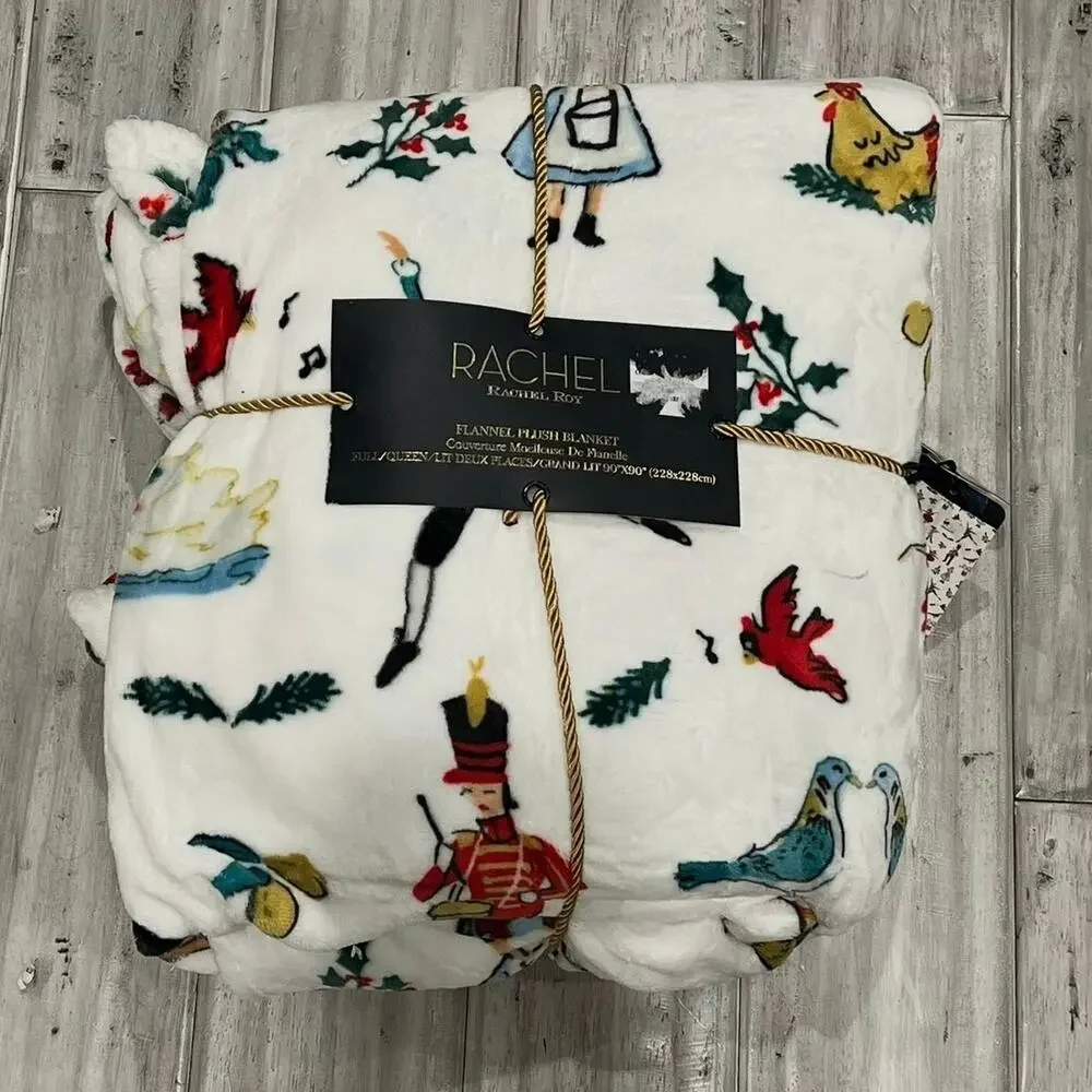 Rachel Roy 12 Days of Christmas Plush Blanket Full Queen Holiday Cozy